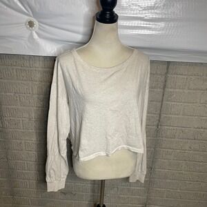 Fabletics‎ Womens XL Long Sleeve Cropped Top Open Back Lightweight Activewear